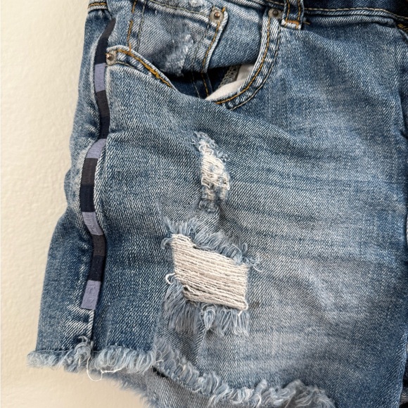 Blue Distressed Denim Shorts - Picture 2 of 5